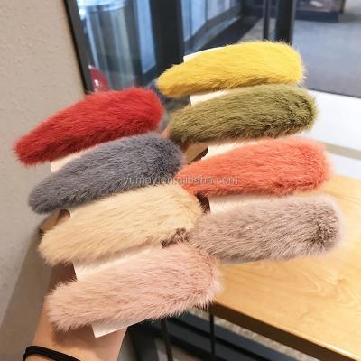 China 2020 New Fashion Korea Women Girls Acetate Hair Accessories Lovely Plush Rabbit Fur Hairpin Hair Clips Bobby Clips Vintage BB Barrettes for sale