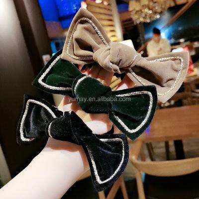 China Fashion Scrunchy Velvet Hair Bow Elastic Hair Band For Women Girls Kids Hair Accessories Fashion Handmade for sale