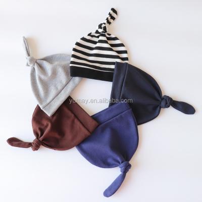 China Fashion Factory Wholesale Solid Color Custom Ribbed Cotton Knot Newborn Baby Top Hats for sale