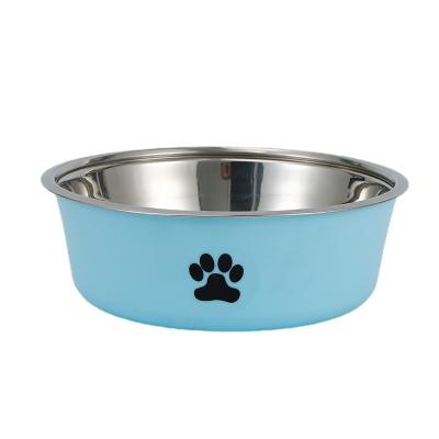 China Durable OEM Beautiful Printing Multicolor Non-slip Stainless Steel Dog Bowls Pet Bowl Cat Bowl for sale