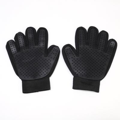 China New Viable Pet Gloves Improved Black Grooming Glove Hair Remover Bath Brush Gloves Pet Supplies for sale