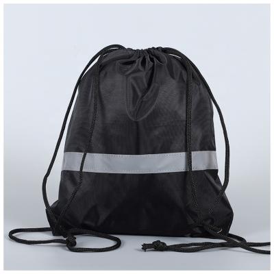 China With USB 210D Oxford Reflective Stripe Fenced Sports Bag Storage Drawstring Polyester Backpack Bag for sale