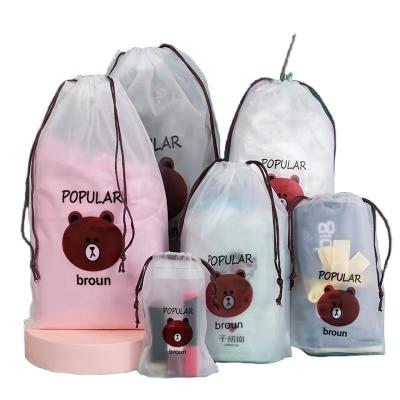 China Eco-friendly Custom Apparel Packaging Frosted Plastic Drawstring Gift Bag PU Insulated Eva Drawstring Bag for sale