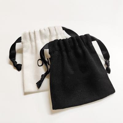 China Eco-friendly Reusable Black Cotton Makeup Bag With Drawstring Travel Bag Makeup Pouch Client Bag Makeup Handbag Pouch for sale