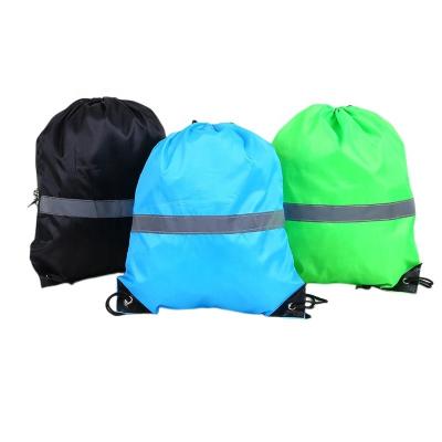 China With USB 420D Polyester Bags Sport Drawstring Reflective Nylon Drawstring Backpack Gym Bag Folded Polyester Nylon Drawstring Bag for sale