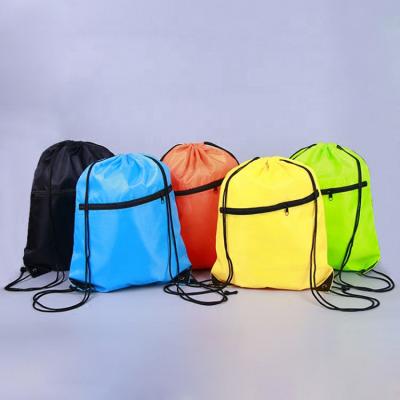 China With USB Oxford Drawstring Grid Backpack Ready Running Bag With Zipper Pocket for sale