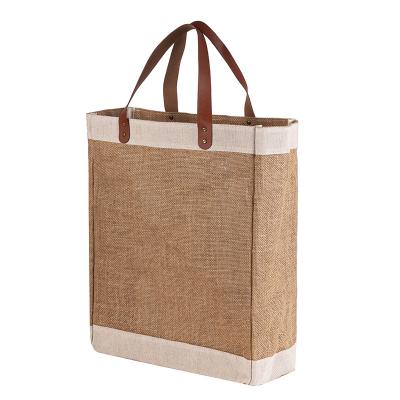 China Professional Customizable Eco-friendly Export Carry Jute Shopping Bags Printed Logo Personalized Burlap Bags For Packing Travel for sale