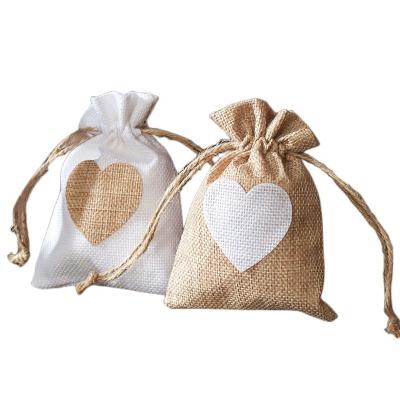 China Eco-Friendly Burlap Gift Bags With Plain White Hessian Small Muslin Drawstrings Shopping Bag Jute Burlap Shopping Bag for sale