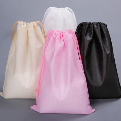 China Eco-friendly Manufacturers Shoe Bag Dust Proof Travel Cloth Storage Nonwoven Drawstring Bag With PVC Window for sale