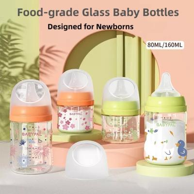 China BPA Free Amazon top seller 2022 unbreakable wide mouth borosilicate glass bottle baby anti colic feeding bottle with silicone sleeve for sale