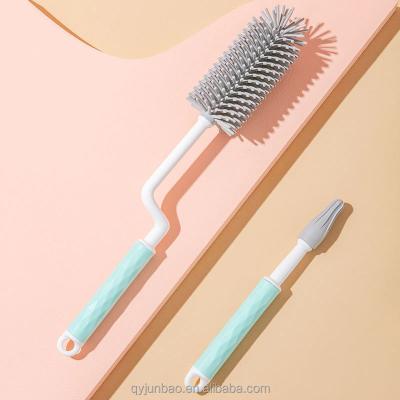 China Viable Custom Design New Trend 2022 Plastic Handle Silicone Bottle Brush Double Sided Baby Bottle Straw Reading Brush for sale