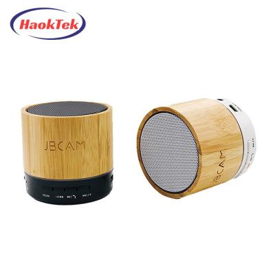 China HAOKTEK Wireless Round Small Bamboo Wooden Bluetooth Eco-friendly Speaker For Home for sale