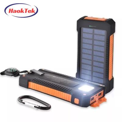 China Fast Charging Support Top Selling Products 2023 Fast Charging Solar Power Bank 10000mah Emergency Powerbank Dual Ports With LED Flashlight for sale