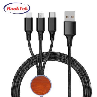 China MP3/MP4 Player HAOKTEK Usb Cable 5 In 1 Customized Micro Usb Cable Led Logo Lightweight Nylon Charging Multi Cable For Iphone, Type-C Android Use for sale