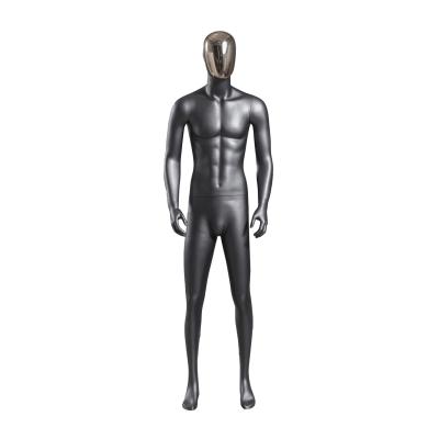 China Fiberglass Black Male Mannequin Full Body Fashional With Gold Silver Plated Surface for sale