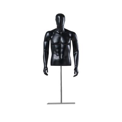 China Black Fiberglass Athletic Male Mannequin Half Body For Showcase Muscles for sale