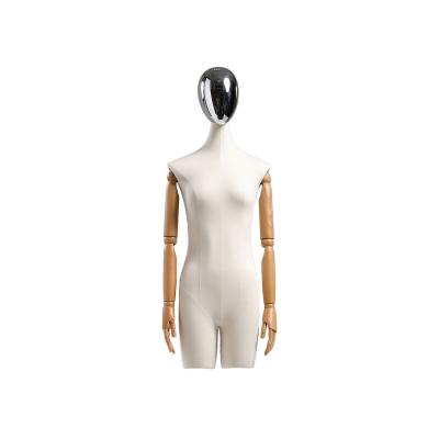 China Window Display Female Half Mannequin Bust Torso Movable With Electroplated Head for sale