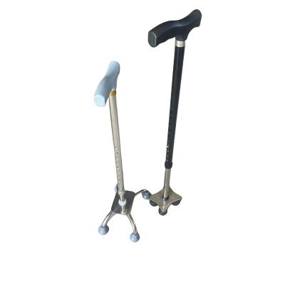 China Adjustable Walking Stick Adjustable Sleeve Four Claw Crutches Non-slip Four-corner Disabled Elderly Customized Logo Stainless Steel Car Cane Walking Cane for sale