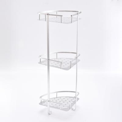 China Modern Three Tier Adjustable Trolley Shelves Telescopic Organizer Bathroom Corner Shelf Shower Rack for sale