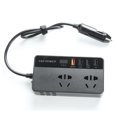 China 220V Car Power Inverter 150W DC 12V To AC 2 Outlets Power Unit With Dual USB 2.1A QC3.0 for sale