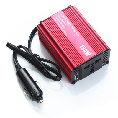 China Red Car 150W Car Power Inverter DC 12V To AC 220V Modified Sine Wave Inverter Converter for sale