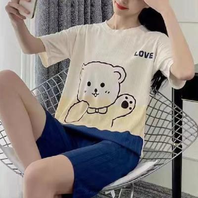 China QUICK DRY the manufacturer directly provides new large size pajamas, women's summer Korean loose double-sided cute cute short shorts, ho for sale