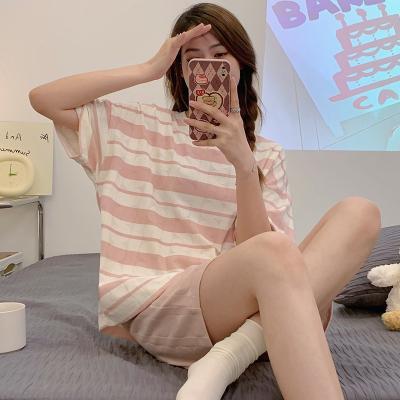 China QUICK DRY factory supply spring fashion and leisure round collar short sleeve cute cartoon printed pajamas home suit for sale