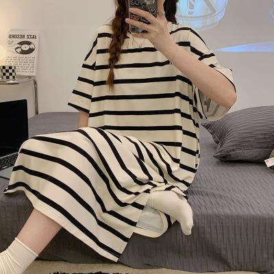 China QUICK DRY factory supply new summer cotton simple skirt round collar and stripe for sale