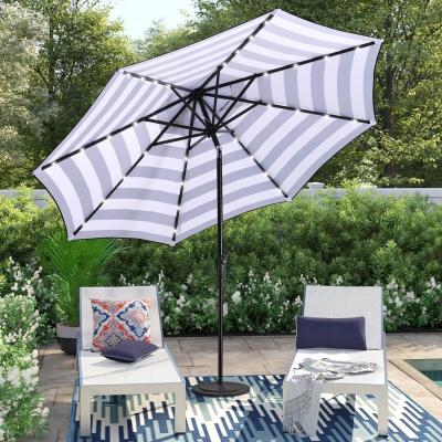 China Hotel Outdoor Garden Solar Light Patio Parasols Villa Led Patio Umbrella for sale