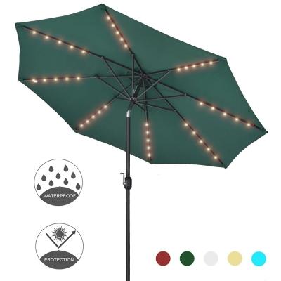 China New Muti-color Option 10ft Outdoor Led Solar Umbrella For Garden Yard Swimming Pool for sale