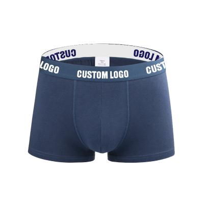 China Breathable Wholesale Custom Logo Underwear Mens 95%cotton 5% Spandex Waistband Boxer Briefs for sale