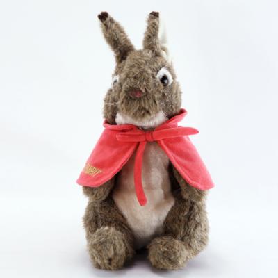 China Home Super Long Soft Fabric Stuffed Brown Rabbit With Red Coat For Kids for sale