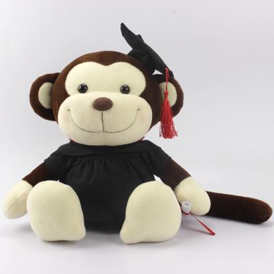 China Home Graduation Gift Plush Toy , Sitting Plush Monkey With Doctorial Hat for sale