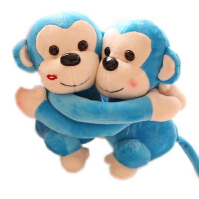 China Wholesale Soft Toy 25cm Embracing Blue Plush Monkey Sitting Stuffed Animals Toys for sale