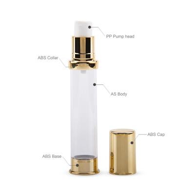 China Airless Face Serum Bottle 5ml Lotion Cream Clear Gold Pump Bottle Airless Cosmetic for sale