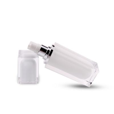 China Plastic Cosmetic Skin Care Cream Bottle Packaging White Square Acrylic Cream Pump Bottle for sale