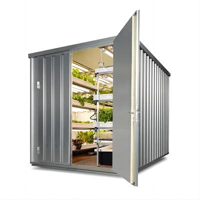 China Easy To Grow 20ft 40hq Sea Shipping Container Farm, China Supplier Full Hydroponic Forage Container Farm Container System for sale