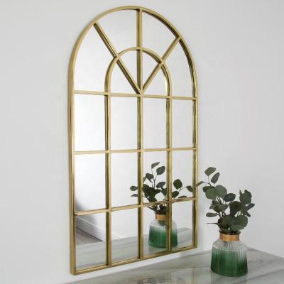 China Main Manufacturer Gold Metal Wall Mirror Iron Window Tile Minimalist MDF Wall Mirror for sale