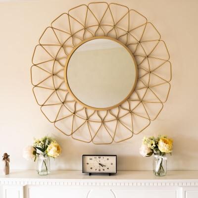 China Manufacturer Main Wholesale Price Gold Metal Wall Mirror Large Minimalist Round Wall Mounted Mirror Decoration for sale