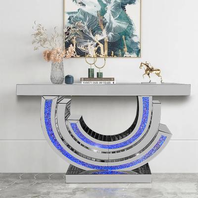 China Contemporary Living Room Furniture Mirrored Console Table Crushed Diamond Mirrors Console Table Assortment for sale