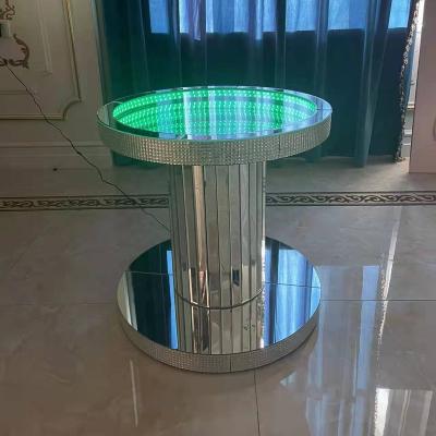 China 2022 New Round Mirrored Other Side Table Coffee Table With 3D LED Lighting With Remote Control Multicolor Change For Living Room for sale