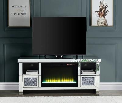 China Convertible Hot Selling Crushed Diamond Mirrored TV Unit Cabinet With Electric Fireplace for sale