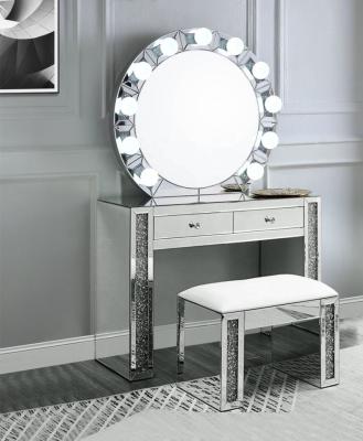 China Diamond Mirrored Dressing Table Minimalist High Quality Crushed Dresser With Hollywood Mirror for sale