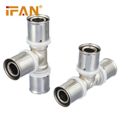 China IFAN Hot Selling Brass+stainless Brass Pex Fittings For Piping System Connections CW617 Copper Body Pex Tees Brass Crimp Fittings for sale