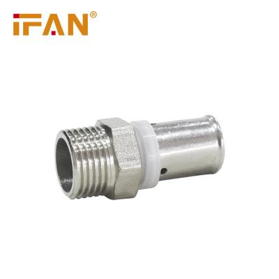 China Ifan Brass Factory Sell Brass Fit Male Plug Press Fitting For Floor Heating Pipe System Use for sale