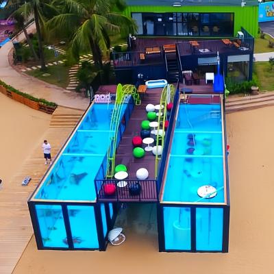 China Quick assembly Modular outdoor endless large transparent Acrylic glass Prefab outdoor above ground swimming pools for sale