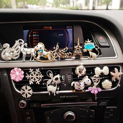 China Clip Girly Pink Air Conditioning Perfume Car Diamond Swan Auto Perfume for sale