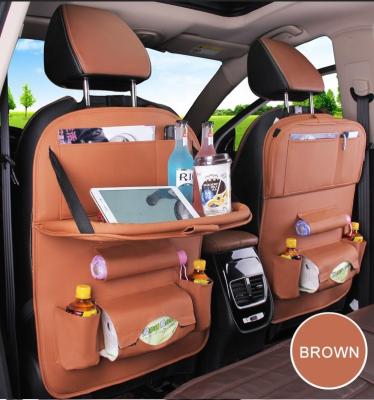 China Car Multifunctional Leather Backseat Back Seat Storage Hanging Organizer Bag with Touch Screen Tablet Holder for sale