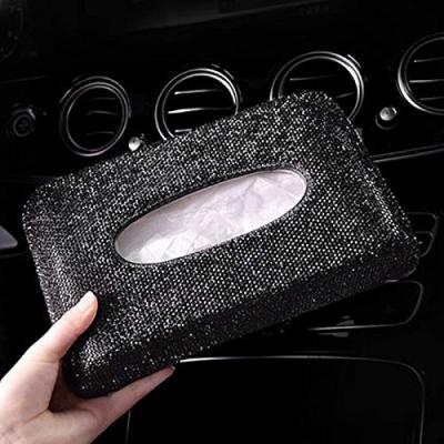 China Crystal Rhinestone Crown Girl Leather Car Tissue Box Female Holder Cover Holder Block Paper Storage CLASSIC Car Interior Accessories for sale