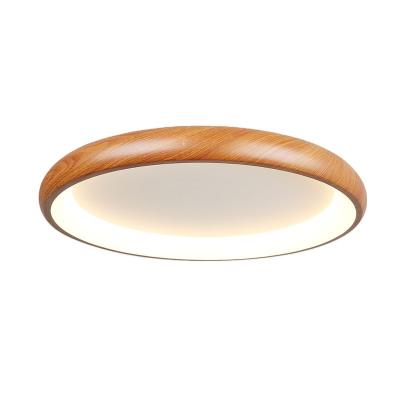 China Surface mounted 2021 new hot sales ERP stanard 600MM diameter wood color led ceiling lamp for dining room for sale